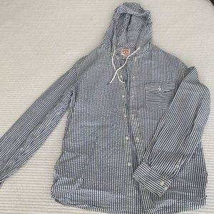 Linen Button Down Shirt w Hood